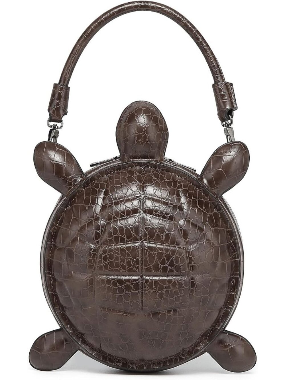 Unisex Coffee Pu Leather Turtle Shape Handbag Purse Removable Strap Crossbody